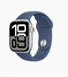 Apple Watch Series 10 GPS 46mm ezüst alumíniumtok, denim sportpánt