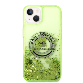 Karl Lagerfeld tok átlátszó zöld, csillámos (KLHCP14SLCRSGRN) Apple iPhone 14 készülékhez