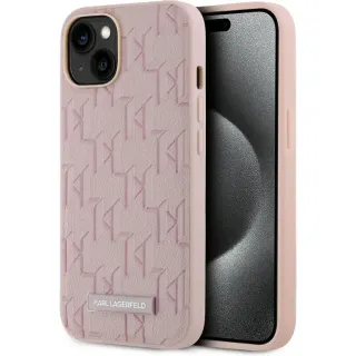 Karl Lagerfeld iPhone 13 / 14 bőr Magsafe rögzítésű tok pink monogram