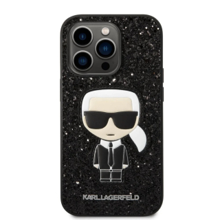 Karl Lagerfeld Apple iPhone 14 Pro csillámos tok fekete színben