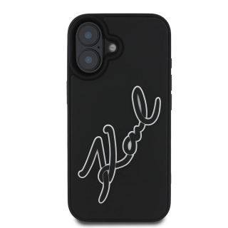 Karl Lagerfeld 3D Signature Apple iPhone 16 szilikon hátlap tok, fekete