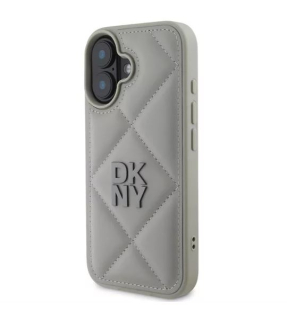 DKNY PU Leather Quilted Stack iPhone 16 tok szürke színben