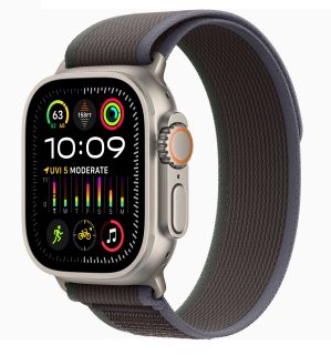 Apple Watch Ultra 2 GPS + Cellular, 49 mm-es titántok, kék/fekete terep M/L méretben